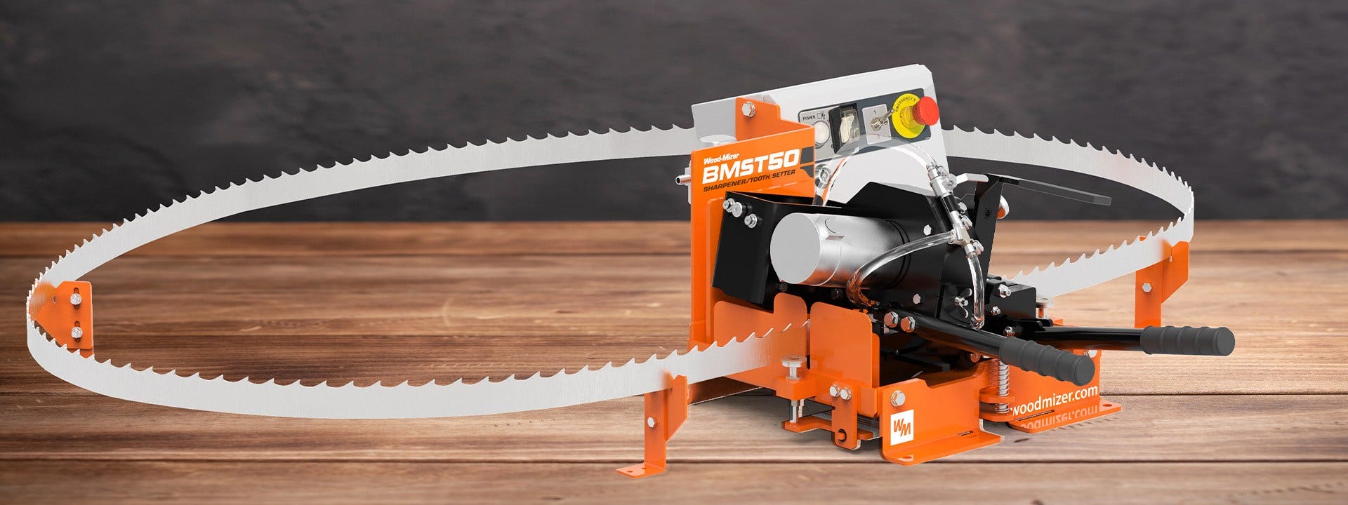 Комбинирано устройство Wood-Mizer BMST50 за заточване и настройване на наклона на зъбите на ленти